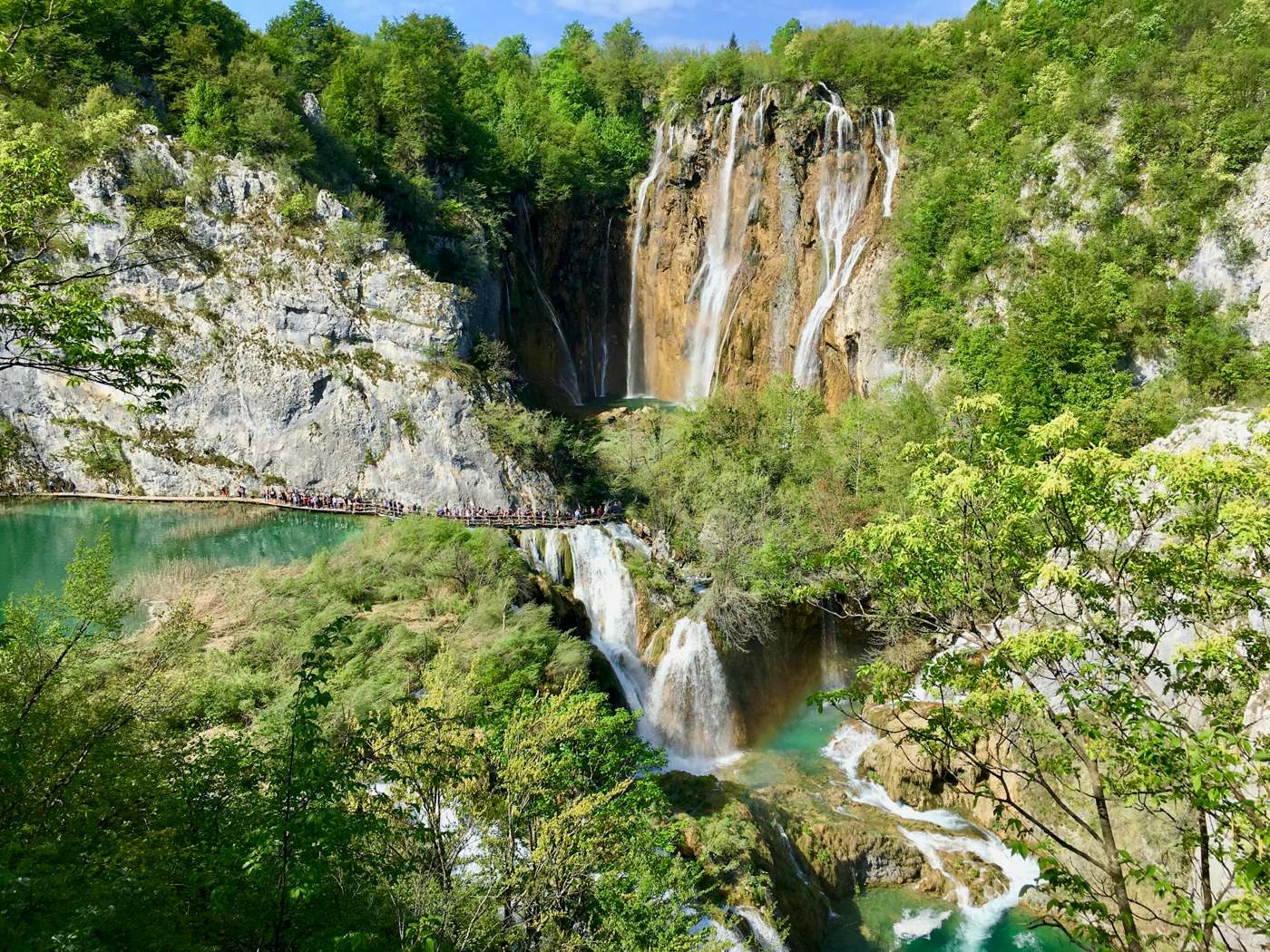 A waterfall in green forest